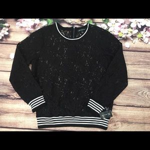 INC Black Lace Top
